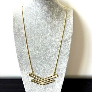NWOT nOir Chevron Necklace, Gold Plated Brass w/ Clear CZ Stones